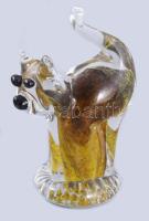 Iparművész üveg macska asztaldísz, hibátlan, m: 9,5 cm