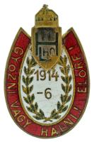 1916. 11. Honvéd Lovashadosztály zománcozott bronz jelvénye, "Morzsányi J." gyártói jelzéssel. "11. H. LHO. - Győzni Vagy Halni 1914-6" (31x20mm) T:XF zománchiba