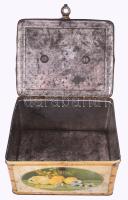 cca 1920/30 Imperial Feigenkaffee festett lemez doboz, kopással, 23x19 cm