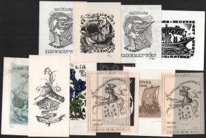 11 db magyar ex libris Vén Zoltán, stb, több grafikus, többféle technika