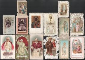 ca 1900-1930 15 db különleges szentkép, Litho pápák, csipke litho szentképek (vegyes állapotban)