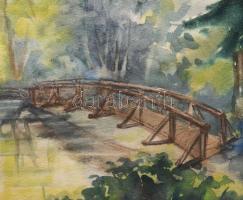 Gál Gabi (XX. sz. vége): Rátóti híd. Akvarell, papír. Jelezve balra lent. Fakeretben. 33x47 cm