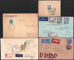 1939-1968 8 db magyar repülő bélyegzés + 8 db Magyarországra küldött légiposta levél