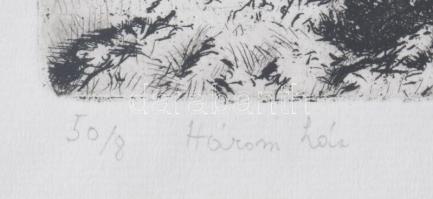 Tarjáni Simkovits Jenő (1895-1995): Három ház. Rézkarc, papír, jelzett. Számozott (50/8). Üvegezett ...