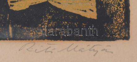 Réti Mátyás (1922-2002): Szentendre. Színes linómetszet, papír, jelzett, paszpartun ázásnyommal. Üve...