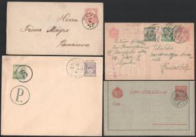 Díjjegyes tétel, benne futott 1871-es boríték, levelezőlapok, zárt levelezőlap stb