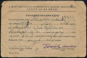 1944 Magyarországi keresztény zsidók szövetsége, tagsági igazolvány