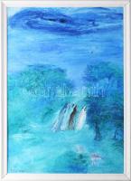 Papp Sándor (1953-): Erdei társaság. Olaj, vászon, faroston. Jelezve balra lent. 70x50 cm. Fakeretben.