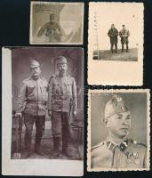 cca 1916-1942 4 db katonafotó, törésnyomokkal, 4,5×5,5 és 9×14 cm közötti méretekben