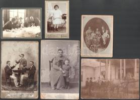 cca 1900-1920 Vegyes keményhátú fotó tétel, 5 db, sérülésekkel, 10,5×6,5 és 11×16,5 cm közötti méretekben