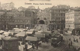 Trieste Carlo Goldoni square market and tunnel