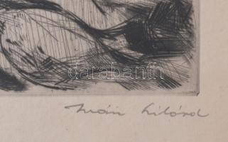 Iván Szilárd (1912-1988): Vízparton (női akt). Rézkarc, papír, jelzett, lapszéli néhány kevés apró f...