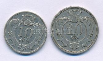 Ausztria 1907. 20h Ni + 1911. 10h Ni T:XF Austria 1907. 20 Heller Ni + 1911. 10 Heller Ni C:XF Krause KM#2802, KM#2803