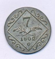 1802G 7kr Ag "I. Ferenc" Nagybánya T:XF patina Huszár: 2013., Unger III.: 1395.a