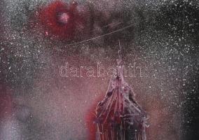 Balkay László (1955-): "Magdolna torony". Vegyes technika, fa, jelzett, fakeretben, 53x31,...