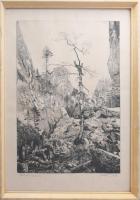 Pataky Béla (1932- ): Békás-szoros (Erdély). Rézkarc, papír, jelzett, 47×37 cm, üvegezett fakeretben.