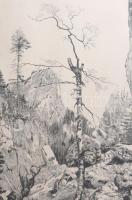 Pataky Béla (1932- ): Békás-szoros (Erdély). Rézkarc, papír, jelzett, 47×37 cm, üvegezett fakeretben