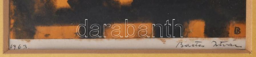 Barta István (1892-1976): Gesztusok, 1963. Vegyes technika, papír, jelzett, üvegezett fakeretben. 28...