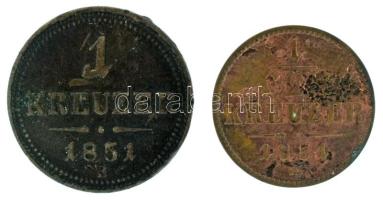 1851A 1/2kr Cu + 1851B 1kr Cu T:XF-VF patina, ü.