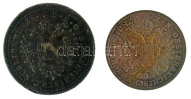 1851A 1/2kr Cu + 1851B 1kr Cu T:XF-VF patina, ü