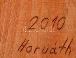 Horváth István: Borospincében. Faragott keményfa fali dísz. Jelzett 38x36 cm