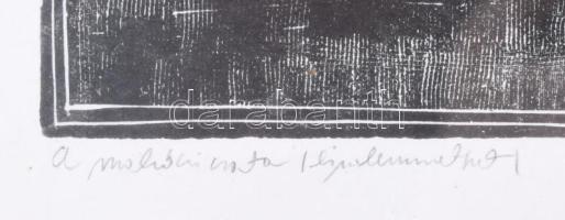 König (Kőnig) Róbert (1951-2014): Mohácsi csata, 1998. Linómetszet, papír, jelzett, művészpéldány EA...