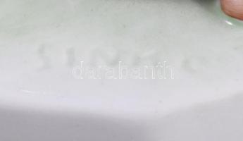 Zsolnay karikázó kisfiú a kutyával, kézzel festett, hibátlan, jelzett (Sinkó), h: 20 cm, m:18 cm