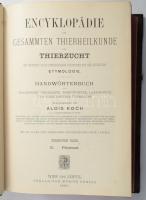 Koch, Alois (szerk.): Encyklopädie der gesammten Thierheilkunde und Thierzucht. Mit Inbegriff aller einschlägigen Disciplinen und der speciellen Etymologie. 7. Band. N. - Pferdesat. Wien-Leipzig, 1890, Moritz Perles, [4]+613+[7] p. Német nyelven. Aranyozott gerincű félbőr-kötésben, festett lapélekkel, kissé viseltes borítóval, belül a lapok nagyrészt jó állapotban.