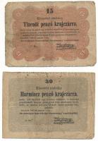 1849. 15kr "Kossuth bankó" + 30kr "Kossuth bankó" T:VG Adamo G102, G103