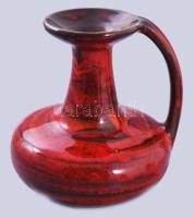 Iparművész csíkozott füles váza, hibátlan, m: 18 cm