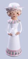 Kalapos hölgy kerámia figura, hibátlan, m: 19,5 cm