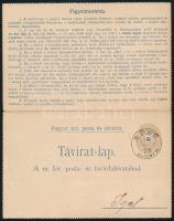 1896 Táviratlap 2 x 10kr + 1kr bélyeggel, "BÜSÜ / SOMOGY M." -"IGAL" - Mágocs