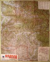 1942 Radnai-havasok (Erdély) térképe, 1942. május 1-i határokkal, 1 : 200.000, Bp., M. Kir. Honvéd Térképészeti Intézet, jó állapotban, 98x78 cm