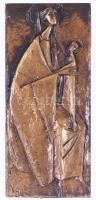 Erwin Huber (1929-2006): II. János Pál pápa emlék relief, Ausztria, 1988. Réz, jelzett, 16,5x7 cm