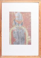 Bálint Endre (1914-1986): Lovacska, 1980 körül. Monotípia, papír. Hátoldalán jelzett és Bálint Endre...