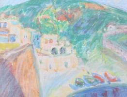 Tallós Ilona (1918-1991): Algériai öböl. Akvarell, kréta, papír, jelezve jobbra lent, 22×30 cm. Üveg...