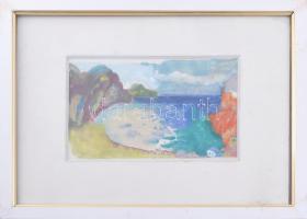 Tallós Ilona (1918-1991): Algériai tengerpart, 1978. Monotípia, papír, jelezve balra lent, 15×25 cm....