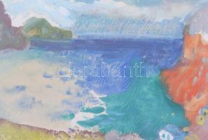 Tallós Ilona (1918-1991): Algériai tengerpart, 1978. Monotípia, papír, jelezve balra lent, 15×25 cm....