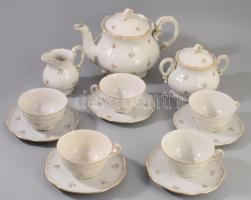 Zsolnay tollazott szélű 5 személyes kávés készlet, jelzett, kis kopással.