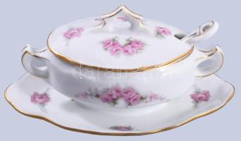 Hüttl Tivadar fedeles szószkínáló kanállal, jelzett, 17x8 cm