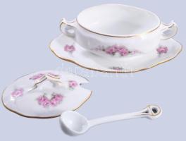 Hüttl Tivadar fedeles szószkínáló kanállal, jelzett, 17x8 cm