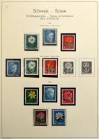 Svájc 1945-1974 Pro Juventute és Pro Patria bélyegek előnyomott Leuchtturm lapokon, csavaros Schaube...