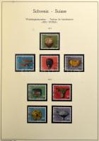 Svájc 1945-1974 Pro Juventute és Pro Patria bélyegek előnyomott Leuchtturm lapokon, csavaros Schaube...