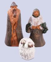 Juhász a feleségével és a juhával, 3 darabos kerámia szobor szett, m: 16 cm