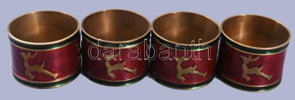 4 darabos réz karácsonyi szalvétatartó szett, d: 4,5 cm
