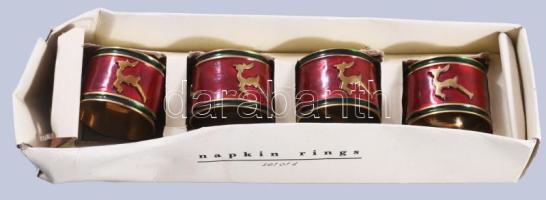 4 darabos réz karácsonyi szalvétatartó szett, d: 4,5 cm