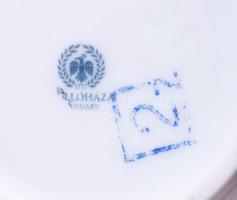 hollóházi hortenzia mintás szív alakú bonbonier, jelzett, hibátlan, 10x10 cm