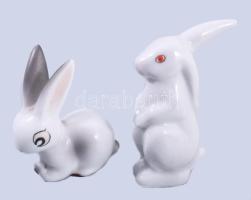 Hollóházi és Drasche nyúl figurák, jelzett, hibátlan, m: 8 cm alatt