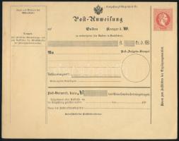 1870 Osztrák 5kr díjjegyes használatlan postautalvány, mely 1871-ben a Határőrvidéken is használható volt