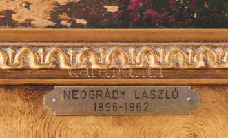 Neogrády László (1896-1962): Lány virágzó réten. Olaj, karton. Jelezve balra lent. Dekoratív fakeret...